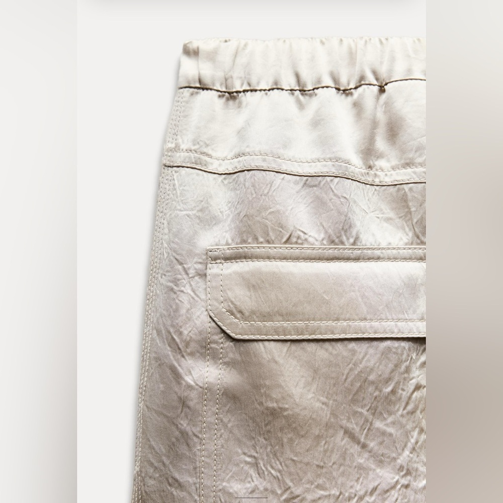 ZARA DRAPED SATIN EFFECT PANTS COLLECTION ELEGANT CREAM TOP SIZE M - Picture 13 of 13